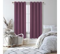 Blackout Plain Fabric 8 White Grommet No Tie Curtain, 1Pcs W132xL242 Royal Purple