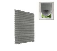 Blackout Pleated Window Blinds with Non-Permanent Mounting for Renters Students or Short-Term Accommodations (Grey)