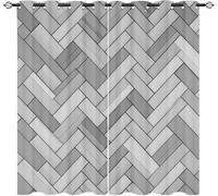 Blackout Polyester Curtains 36"W x 84"L x 2 Panels Herringbone Geometric Art Soft Drapes for Bedroom, Window Eyelet Curtains Thermal Insulated Darkening Grey Drapes for Living Room Decoration