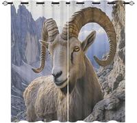 Blackout Polyester Curtains 46" W x 72" L x 2 Panels Animal Goats Soft Drapes for Bedroom, Window Eyelet Curtains Thermal Insulated Darkening Mountain Landscape Drapes for Living Room Decoration