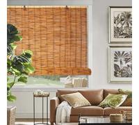 Blackout Reedblinds for Outdoor Privacy Bamboo Blinds Reedroller with Lift Breathable Natural Bamboo Roman Shades for Windows Easy to Install Vintage Decoration for Terrace Garden Indoor Customizable(