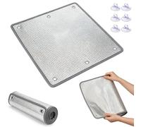 Blackout Reflective Window Film, Heat Control Aluminum Foil Insulation Window Cover with Suction Cups, 8mm Anti UV Portable Privacy Tint for Glass, Home, Office, SunRoof, Bedroom(Grey,80cm*210cm)