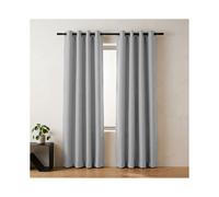 (Blackout Ringtop - Light Grey) 66x84 Dual Panel Curtains with Free Tiebacks | Premium Quality Drapes