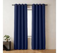 (Blackout Ringtop - Navy) 66x84 Dual Panel Curtains with Free Tiebacks | Premium Quality Drapes