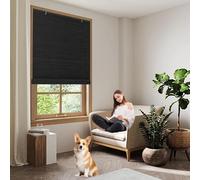Blackout Roller Blind 50 x 80 cm Handwoven Privacy Partition Outdoor Roller Blinds with Lift Anti-Uv for Patio Porch Garden Kitchen, Black