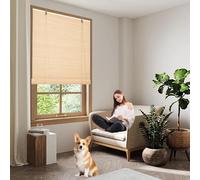 Blackout Roller Blind 55 x 145 cm Handwoven Privacy Partition Outdoor Roller Blinds with Lift Anti-Uv for Patio Porch Garden Kitchen, Beige