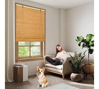 Blackout Roller Blind 60 x 120 cm Handwoven Privacy Partition Outdoor Roller Blinds with Lift Anti-Uv for Patio Porch Garden Kitchen, Khaki