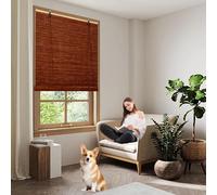 Blackout Roller Blind 60 x 145 cm Handwoven Privacy Partition Outdoor Roller Blinds with Lift Anti-Uv for Patio Porch Garden Kitchen, Brown
