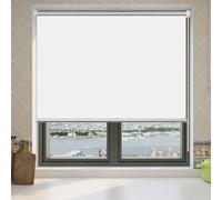 Blackout Roller Blinds 115 x 230 cm No Drill 100% Blackout Thermal Black Out Thermal Window Blind with Fittings Waterproof Fabric for Bedroom Living Room Bathroom, White