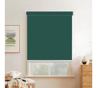 Blackout Roller Blinds 80 x 130 cm Insulated UV Protection Straight Edge Dim-Out Roller Blind Drilling Installation Fit Bathroom Kitchen Office, Dark Green