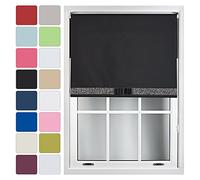 Blackout Roller Blinds + Decorative Glitter Fabric & Bow - Quality Thermal Blind - Black Up to 60cm