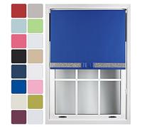 Blackout Roller Blinds + Decorative Glitter Fabric & Bow - Quality Thermal Blind - Blue Up to 180cm