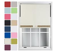Blackout Roller Blinds + Decorative Glitter Fabric & Bow - Quality Thermal Blind - Cream Up to 120cm