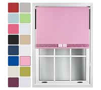 Blackout Roller Blinds + Decorative Glitter Fabric & Bow - Quality Thermal Blind - Pink Up to 60cm