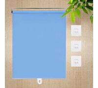Blackout Roller Blinds No Drilling,Retractable Sunshade Roller Blinds,Temporary Blinds for Windows,Sunscreen/Thermal Insulated/Privacy Curtains,for Bedroom Balcony Patio,Blue-35 * 160cm(14 * 63in)