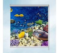 Blackout Roller Shade, Room Darkening Blinds For Windows Sea World Underwater Scenery For Children's Room Bedroom, Bathroom, Kitchen Shades Waterproof And Oil-proof Fabric (Color : Blue, Size : 50x1