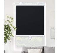Blackout Roller Window Shades No Drill,Portable Thermal Insulation Window Cover Curtain,Room Darkening Blinds,Temporary Privacy Roller Blinds for Baby Nursery,Bedroom,Studies,Black-68x165cm/27x65in