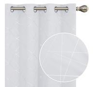 Blackout Silver Foil Print Four Parallel Diagonal Lines 8 Grommet No Tie Curtain, 2Pcs W132xL183 Special White