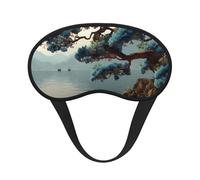 Blackout Sleep Mask, Exquisite Blue Trees On The Shore Print Design, Soft Breathable Eye Cover for Travel Yoga Shift Change