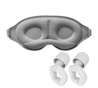 Blackout Sleep Masks for Women&Men Cotton Sleep Eye Mask for Sleeping with Adjustable Strap 3D Contoured Cup Blindfold Includes a Storage Pouch,2 Pair Noise Cancelling Ear Plugs for Travel,Work-Grey