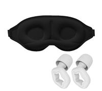 Blackout Sleep Masks for Women&Men Cotton Sleep Eye Mask for Sleeping with Adjustable Strap 3D Contoured Cup Blindfold Includes a Storage Pouch,2 Pair Noise Cancelling Ear Plugs for Travel,Work-Black
