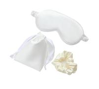 Blackout Sleep Masks， Silk Eye Mask 3Pcs Set Women Imitated Silk Sleep Eye Mask Eye Patches(White)