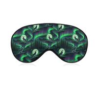 Blackout Sleeping Eye Mask Cool Wolf Howling Moon Green Comfortable Blindfold Eyeshade No Pressure Breathable Travel Sleep Mask