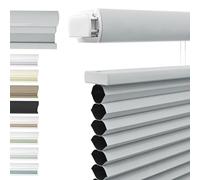 Blackout Top Down Bottom Up Cellular Blinds No Drill No Tools Custom Cordless Honeycomb Shades for Window Privacy Blinds Window Treatment(Light Gray,131cm W x 120cm H)