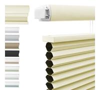 Blackout Top Down Bottom Up Cellular Blinds No Drill No Tools Custom Cordless Honeycomb Shades for Window Privacy Blinds Window Treatment(Beige,129cm W x 120cm H)