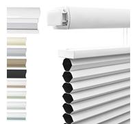 Blackout Top Down Bottom Up Cellular Blinds No Drill No Tools Custom Cordless Honeycomb Shades for Window Privacy Blinds Window Treatment(White,121cm W x 150cm H)