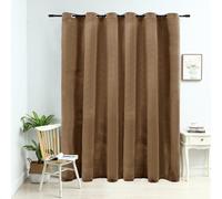 Blackout Velvet Curtain Beige 290x245 cm 100% Polyester with Metal Rings Thermal