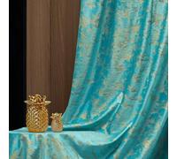 Blackout Velvet Curtains 84 Inches Long,Gilt Room Darkening Curtains, Luxury Thermal Insulated Noise Reducing Drapes for Bedroom Living Room, Rod Pocket,2Panels,Teal Blue
