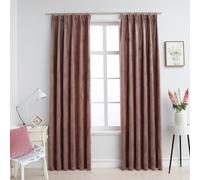Blackout Velvet Curtains Antique Pink 140x175cm 2pcs 100% Polyester Hooks Lined