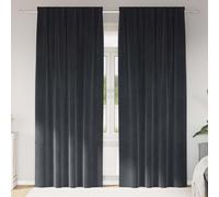 Blackout Velvet Curtains Dark Grey 140x225cm Pair, Eyelet Hanging, Indoor Luxury