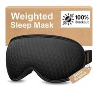 Blackout Weighted Eye Mask for Sleeping: 3D Contoured Gentle-Pressure Sleep Mask for Men & Women - Airplane Travel & Night Shift Essentials - Zero Eye Pressure, Breathable Blindfold, Black