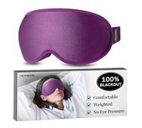 Blackout Weighted Eye Mask for Sleeping: 3D Contoured Gentle-Pressure Sleep Mask for Men & Women - Airplane Travel & Night Shift Essentials - Zero Eye Pressure, Breathable Blindfold, Purple