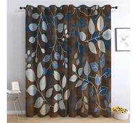 Blackout Window Curtain Panels, Art Nouveau Style Vine Leaves Thermal Insulated Noise Reducing Drapes for Bedroom Living Room, Vintage Energy Saving Window Treatment Eyelet 36" W x 84" L x 2