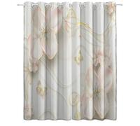 Blackout Window Curtain Panels, Simple Floral Gold Line Border Thermal Insulated Noise Reducing Drapes for Bedroom Living Room, Cream Color Energy Saving Window Treatment Eyelet 66" W x 72" L x 2