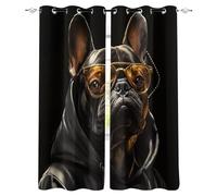 Blackout Window Curtains 3D Black Soundproof Thermal Insulation Set of 2 Panels W110 x L215 CM Dog Wearing Glasses And A Sweatshirt Window Drapes With Grommet for Home Rental House Office Dormitory