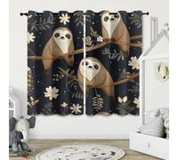 Blackout Window Curtains 3D Black Soundproof Thermal Insulation Set of 2 Panels W117 x L229 CM Brown Sloth Window Drapes With Grommet for Home Rental House Office Dormitory