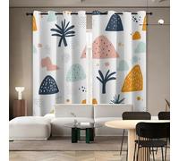 Blackout Window Curtains 3D Cartoon Soundproof Thermal Insulation Set of 2 Panels W140 x L300 CM Plants Mountains Window Drapes With Grommet for Home Rental House Office Dormitory