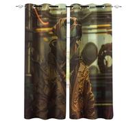 Blackout Window Curtains 3D Cyberpunk Style Soundproof Thermal Insulation Set of 2 Panels W70 x L160 CM Anthropomorphic Dog Window Drapes With Grommet for Home Rental House Office Dormitory