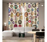 Blackout Window Curtains 3D Luxury Style Soundproof Thermal Insulation Set of 2 Panels W140 x L260 CM Various Gemstones Window Drapes With Grommet for Home Rental House Office Dormitory