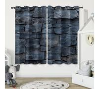 Blackout Window Curtains 3D Modern Style Curtains Thermal Insulation Set of 2 Panels W59 x L137 CM Rock Texture Window Drapes With Grommet for Home Rental House Office Dormitory
