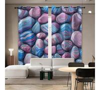 Blackout Window Curtains 3D Modern Style Soundproof Thermal Insulation Set of 2 Panels W85 x L200 CM Pink Blue Smooth Stone Window Drapes With Grommet for Home Rental House Office Dormitory