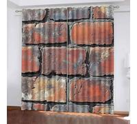 Blackout Window Curtains 3D Retro Style Soundproof Thermal Insulation Set of 2 Panels W140 x L300 CM Brick Wall Window Drapes With Grommet for Home Rental House Office Dormitory