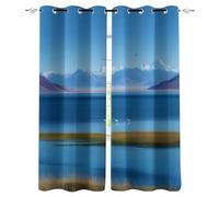 Blackout Window Curtains 3D Scenery Soundproof Thermal Insulation Set of 2 Panels W140 x L260 CM Distant Mountains Lake Window Drapes With Grommet for Home Rental House Office Dormitory