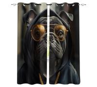Blackout Window Curtains 3D Trendy Style Soundproof Thermal Insulation Set of 2 Panels W140 x L260 CM Anthropomorphic Dog Window Drapes With Grommet for Home Rental House Office Dormitory