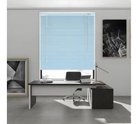 Blackout Windows Blinds Shades Aluminum Office Venetian Blind Cordless Privacy Blinds for Interior Wide 55cm 60cm 65cm 70cm 80cm 85cm 130cm 150cm Horizontal Curtain for Home(Light blue)