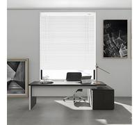 Blackout Windows Blinds Shades Aluminum Office Venetian Blind Cordless Privacy Blinds for Interior Wide 55cm 60cm 65cm 70cm 80cm 85cm 130cm 150cm Horizontal Curtain for Home(White)